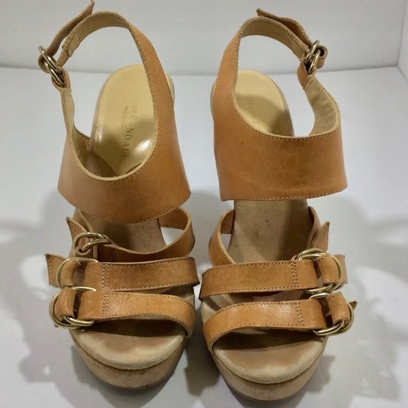 Loeffler Randall leather wood platform heels 7.5 - Picture 4 of 8